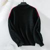 Vintage Collision Color O Neck Loose Long Sleeve Knitwear Cardigan Sweater Top Autumn Winter