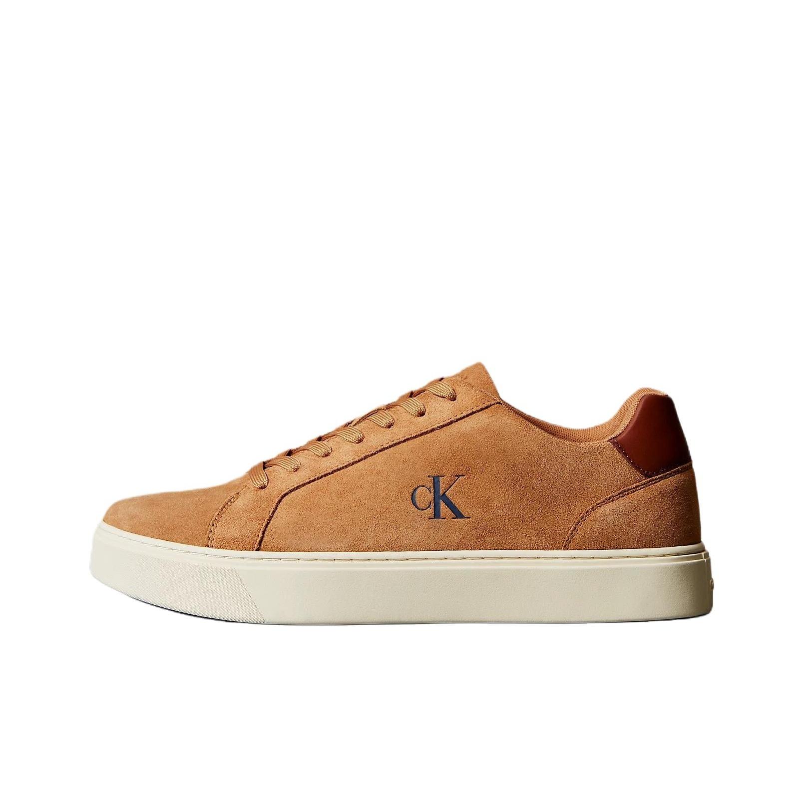 Calvin Klein Leather Suede Round Toe Lace-Up Low-Top Sneakers Men sneakers Brown YM0YM014340GG 41