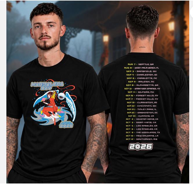 Magdalena Bay Merch Angelo Immaginale Mystery Tour 2026 Maglietta Unisex a Due Lati