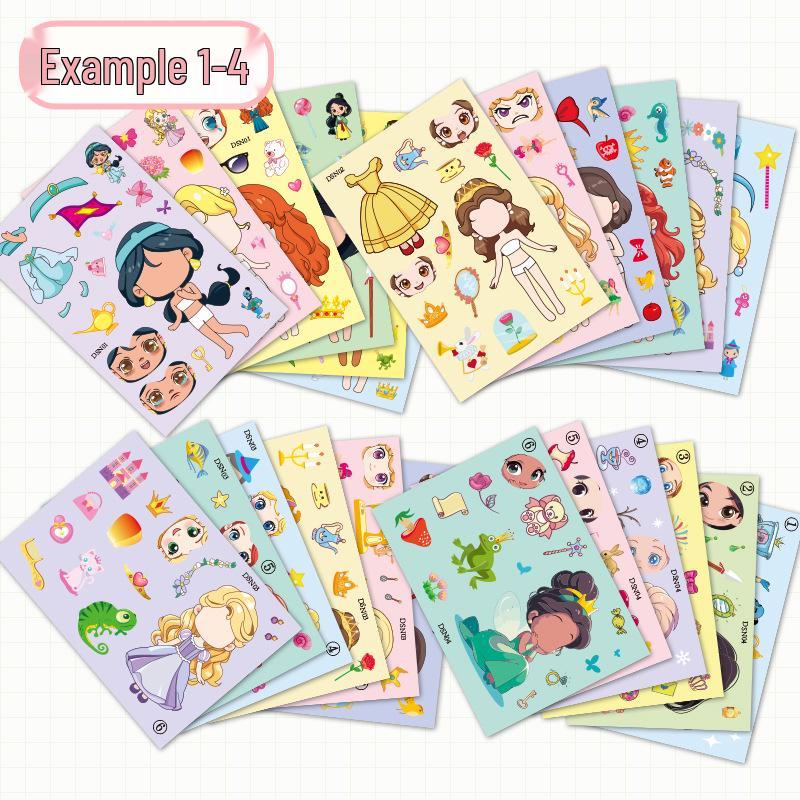 Little Princess Cartoon Face-Changing DIY Stickers - Fun, Creative Self-Adhesive Decorations for Kids