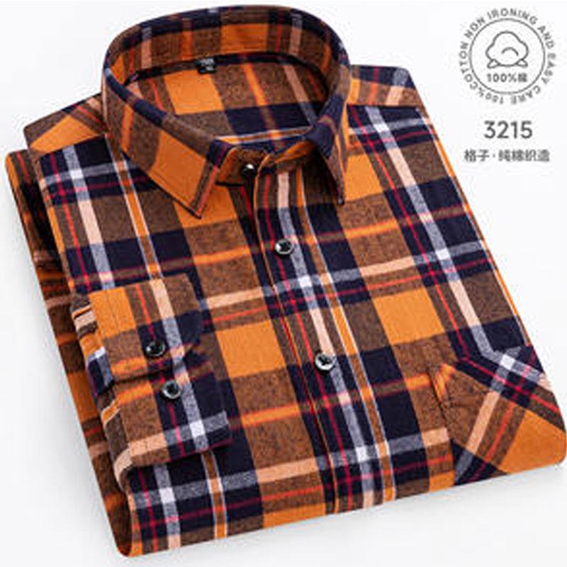 

10XL 11XL 100% cotton Autumn Winter Fat men s shirt Long sleeve high quality wool fashion plaid casual non-ironing 54