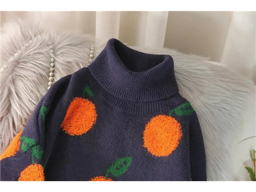 2024 Damen Herbst/Winter Orange Rollkragen Koreanischer Stil Warmer Wollpullover