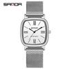 Sanda Women's Fashion Quartz Watch - Leather & Mesh Strap