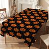 Halloween Black Stripe Pumpkin Print Rectangle Table Cloth Waterproof Reusable Tablecloth for Halloween Party Party Picnic Decor