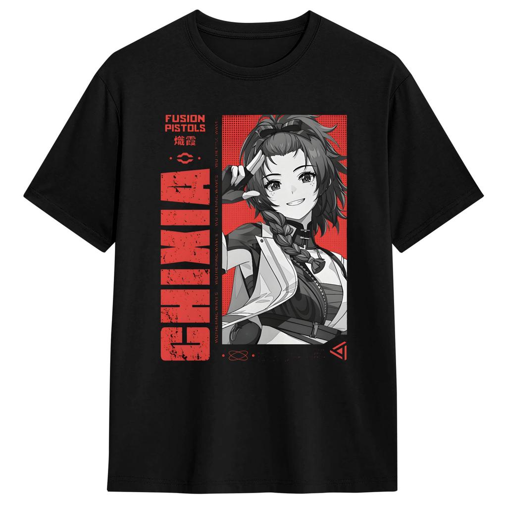 Vintage Wuthering Waves Characters Tshirts For Unisex Round Collar Cotton T Shirt Short Sleeve Tees 6xl Clothing