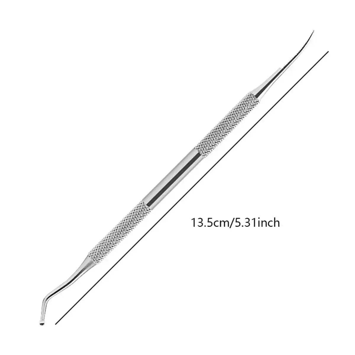 

Двусторонний инструмент для удаления ногтей из нержавеющей стали, маникюрные палочки, пилочка для шлифовки ногтей со скошенной головкой, круглая скошенная головка, толкатель кутикулы