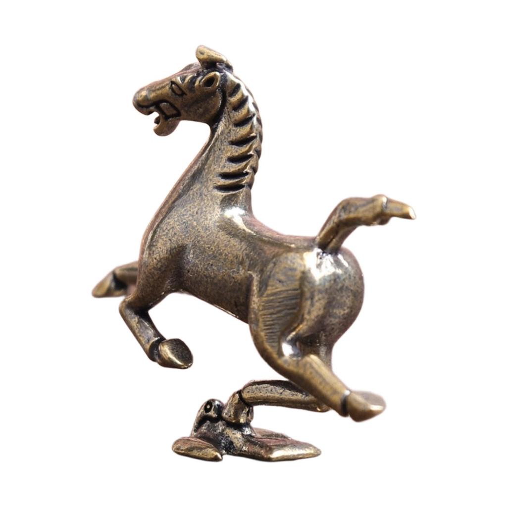 Decorative Horse Figurine Brass Sculpture Miniature Animal Statue for Bookshelf Home Desk Decor