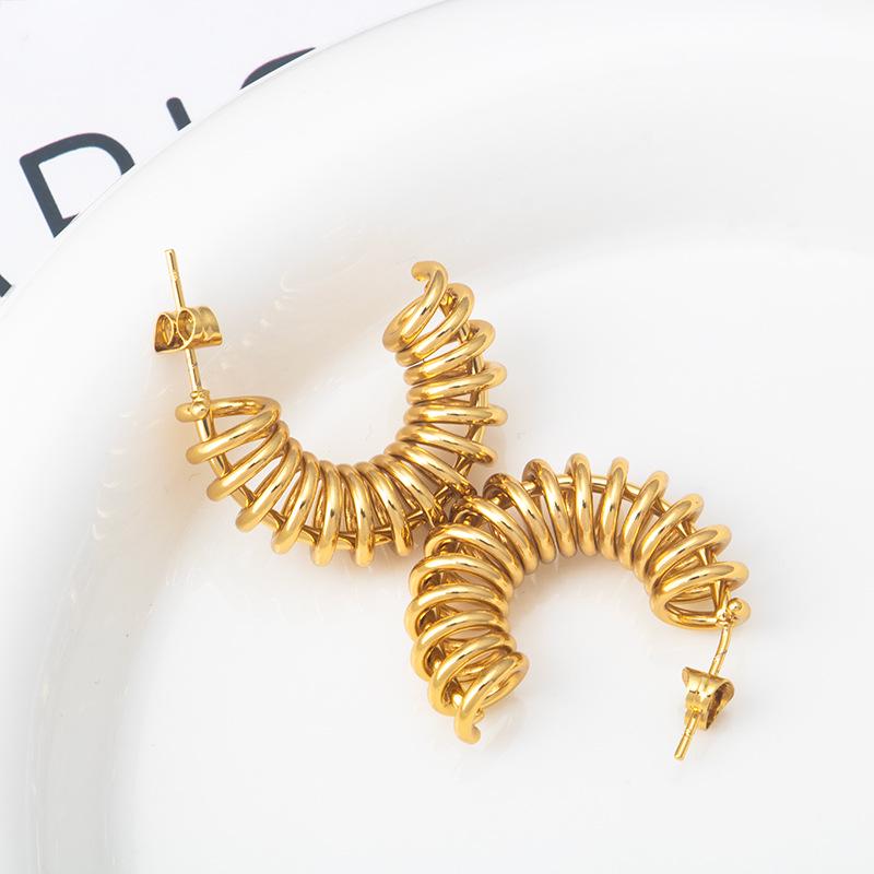 

Золотые Минималистичные Серьги-кольца C-образной формы из титановой стали для женщин