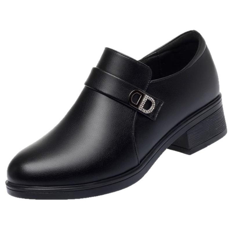 Shoes Deep mouth single shoes women's shoes autumn new mid-soft sole non-slip comfortable work leather shoes