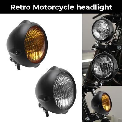 4.5 Inch Round Motorcycle Headlight H4 Headlamp Amber Lamp For Harley Kawasaki Honda Yamaha Suzuki Chopper Cafe Racer