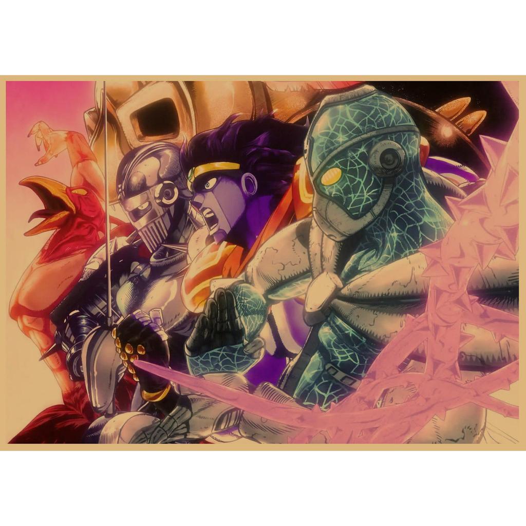 JoJo's Bizarre Adventure Retro Kraftpapier Poster - Japanische Anime Dekoration für Bar, Restaurant oder Café.