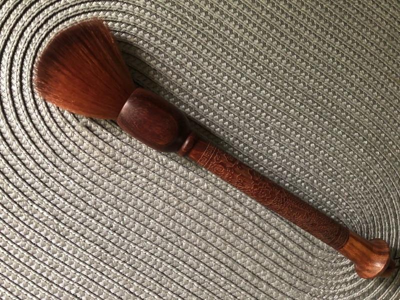 Chinese Style Creative Cleaning Brush Hand-carved Dragon Pattern Sandalwood Handle Horse Hair Tea Accessories Cleaning Brush