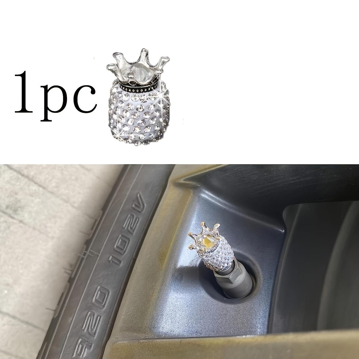 

Корона ручной работы со сверкающими кристаллами и стразами, клапаны шин для колес автомобиля: Привлекательные пылезащитные автомобильные аксессуары, универсальные колпачки клапанов для большинства автомобилей белый