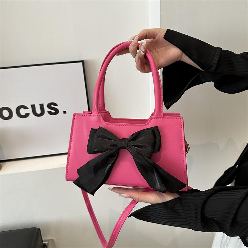 Women's Simple Temperament Handbag 2025 Spring New Versatile Ins One Shoulder Crossbody Bow Small Square Bag Women