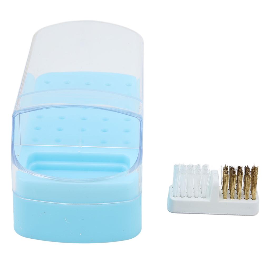 30 Holes Nail Drill Bit Holder Cleaning Brush Case Dsut Proof Stand Display Storage Manicure Tools