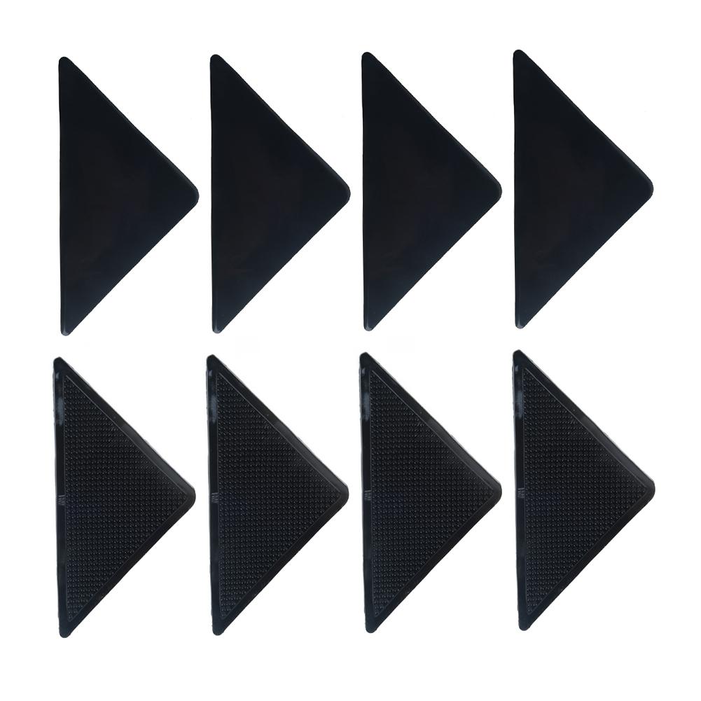 Top 4Pcs /Set 2018 New Pro Carpet Mat Exquisite Grips Home Mat Non-Slip Rubber Silicone Washable 15*7.5cm Black