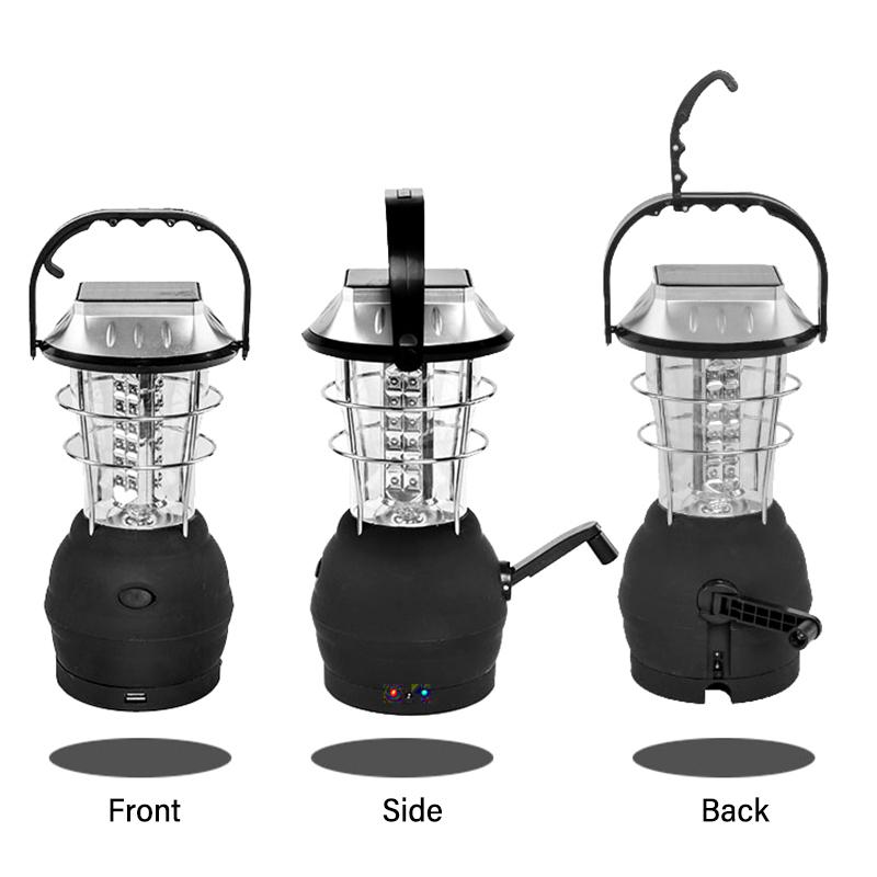 Rechargeable LED Camping Lantern Flashlight,Solar Powered Light With Hand Crank For Emergency,Mni Power Bank With USB