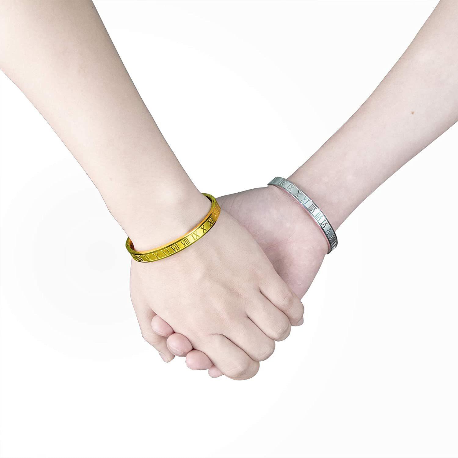 Bracelet Herren Kaufe Luxus Manschette Armband Armreif Edelstahl Armband Carving Römische Ziffer Paar Römischen Armreif Für Männer Frauen Schmuck Zum Preis Ab 4.99 Herren Schmuck Gold