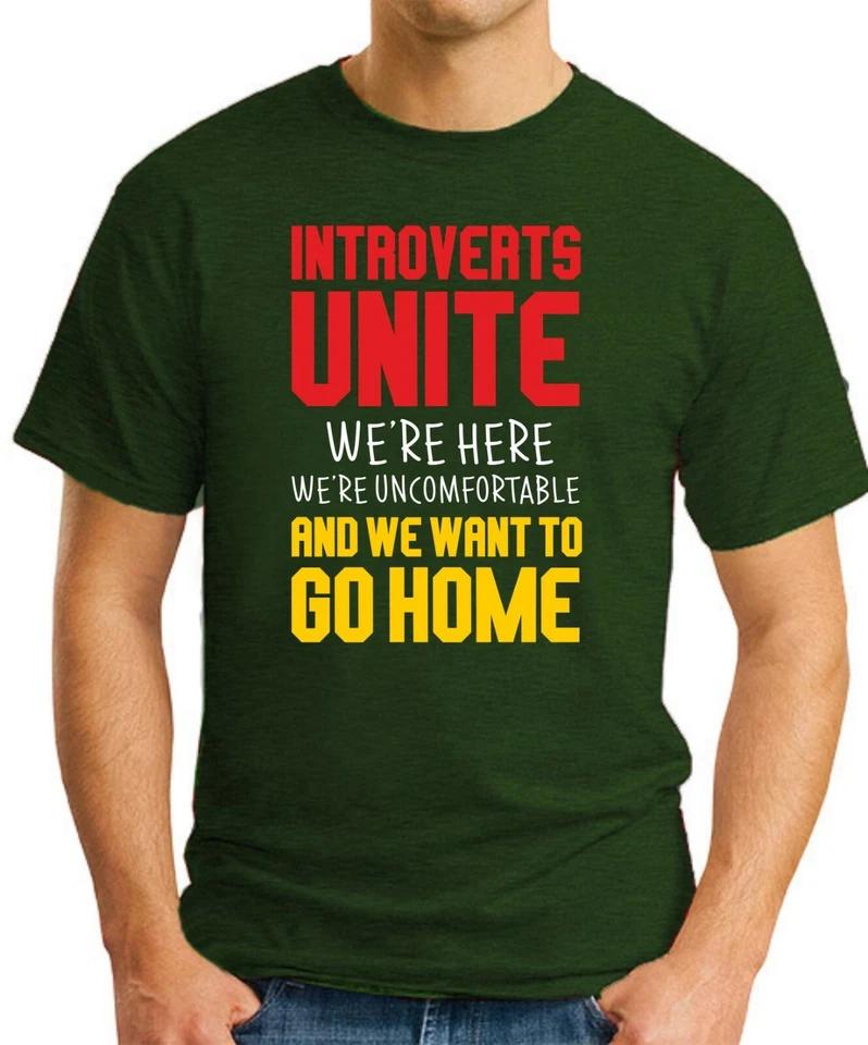 INTROVERTS UNITE T-SHIRT   Funny Slogan Novelty Joke Geek Nerdy Gift Men s Top 1 S