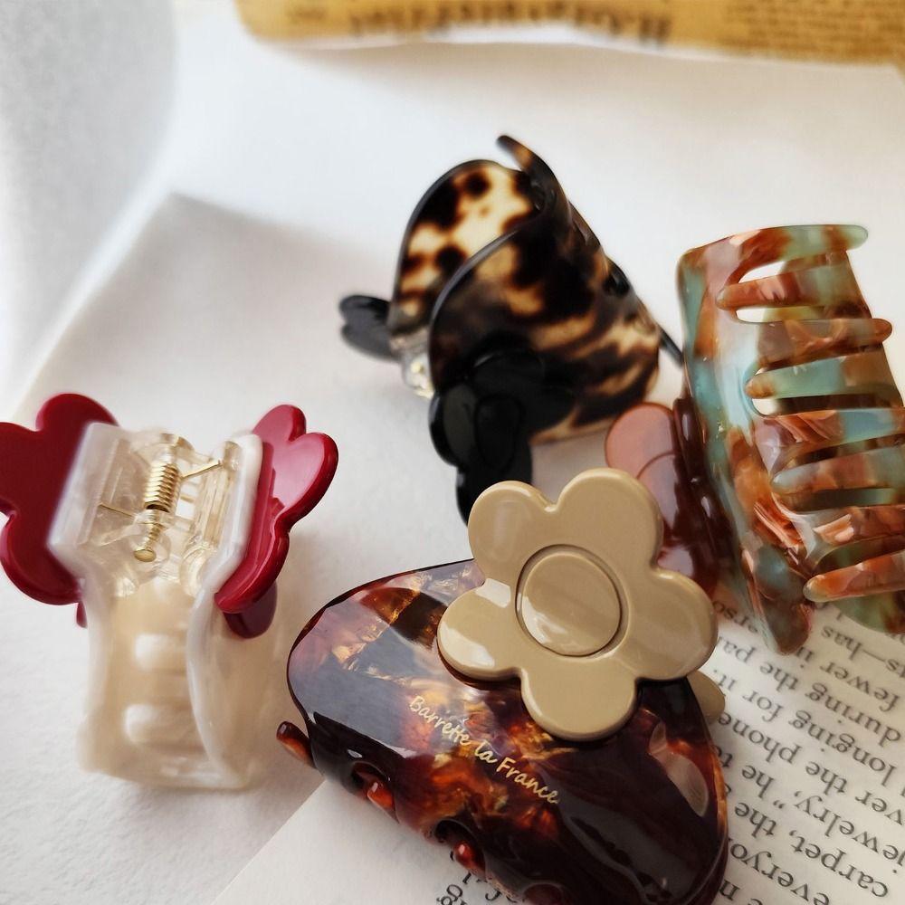 Korean Style French Shark Clip Acetate Geometry Hair Crab Clip Acetic Acid Flower Hair Claw Girls