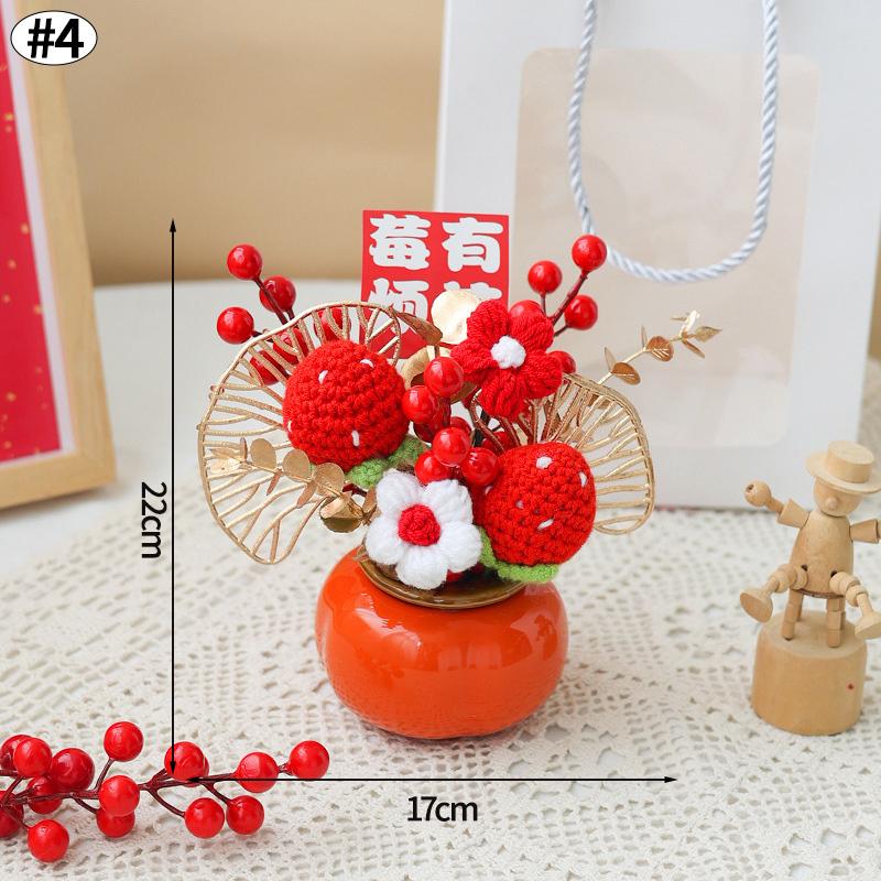 2026 Chinese Wealth Fruit Pot Decoration Chinese New Year Desktop Ornament Spring Festival Gift Decor Blessing Flower Bucket