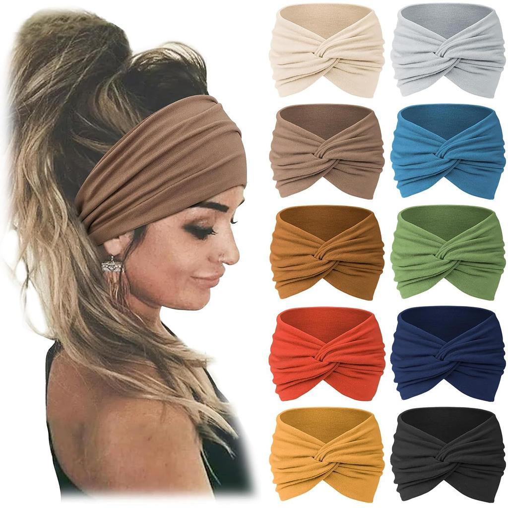 Bohemian Wide Yoga Sports Headbands for Women, Elastic Workout Hairbands & Fitness Hair Accessories