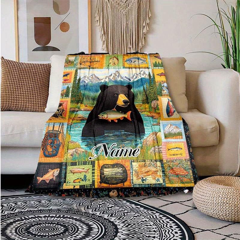 Bear Customize Your Name Blanket Used For Chair Office Sofa Bed Camping Soft And Warm Giving Friends And Relatives Birthday Graduation Gift