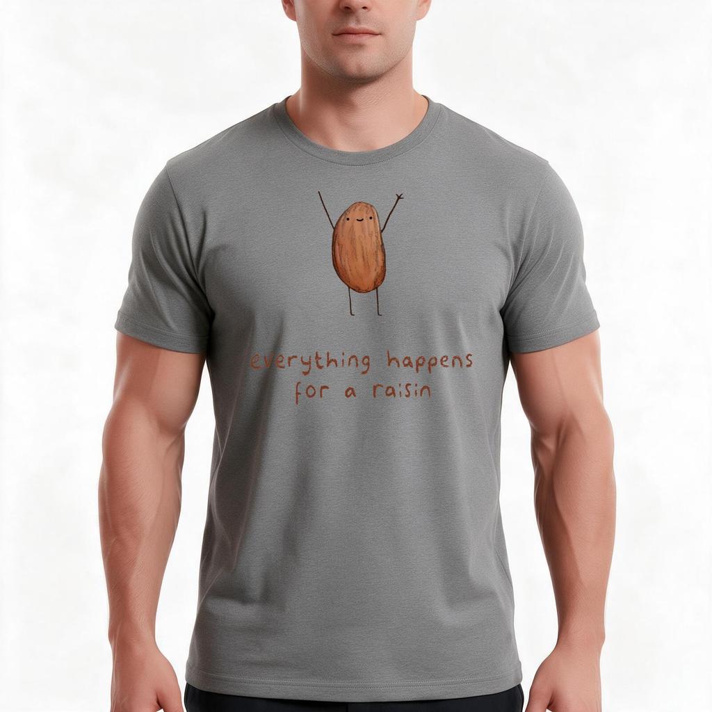 Everything Happens For A Raisin Tshirt Summer Casual Cotton Tee Oversized Streetwear Tops Vintage Graphic Print 100 Cotton