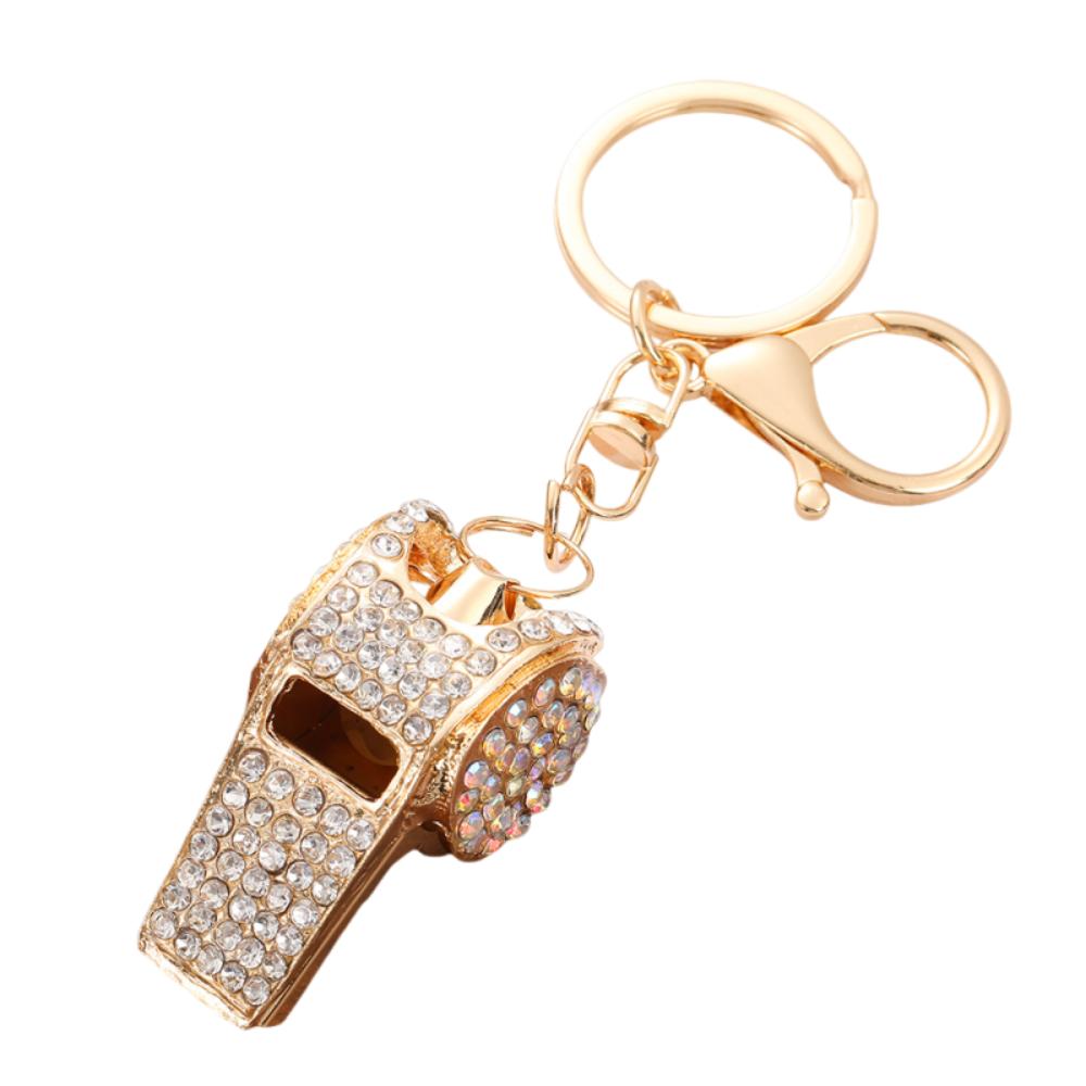 Luxury Rhinestones Whistle Keychain Creative Shining Whistle Pendant  Bag Ornament