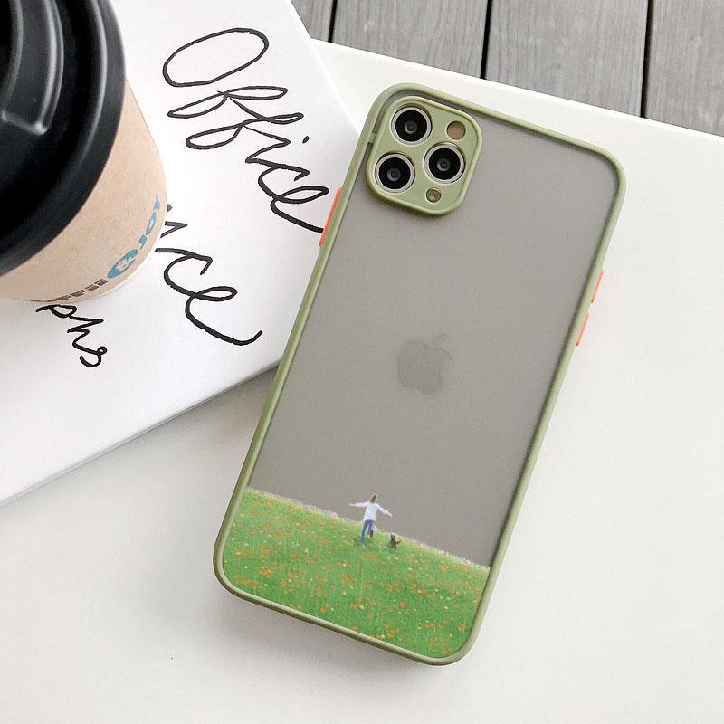 Scenery Girl Cute Illustration Phone Case For iPhone 16 15 13 12 11 Pro Max Mini SE2 7 8 14 Plus XS X XR Shockproof Back Cover