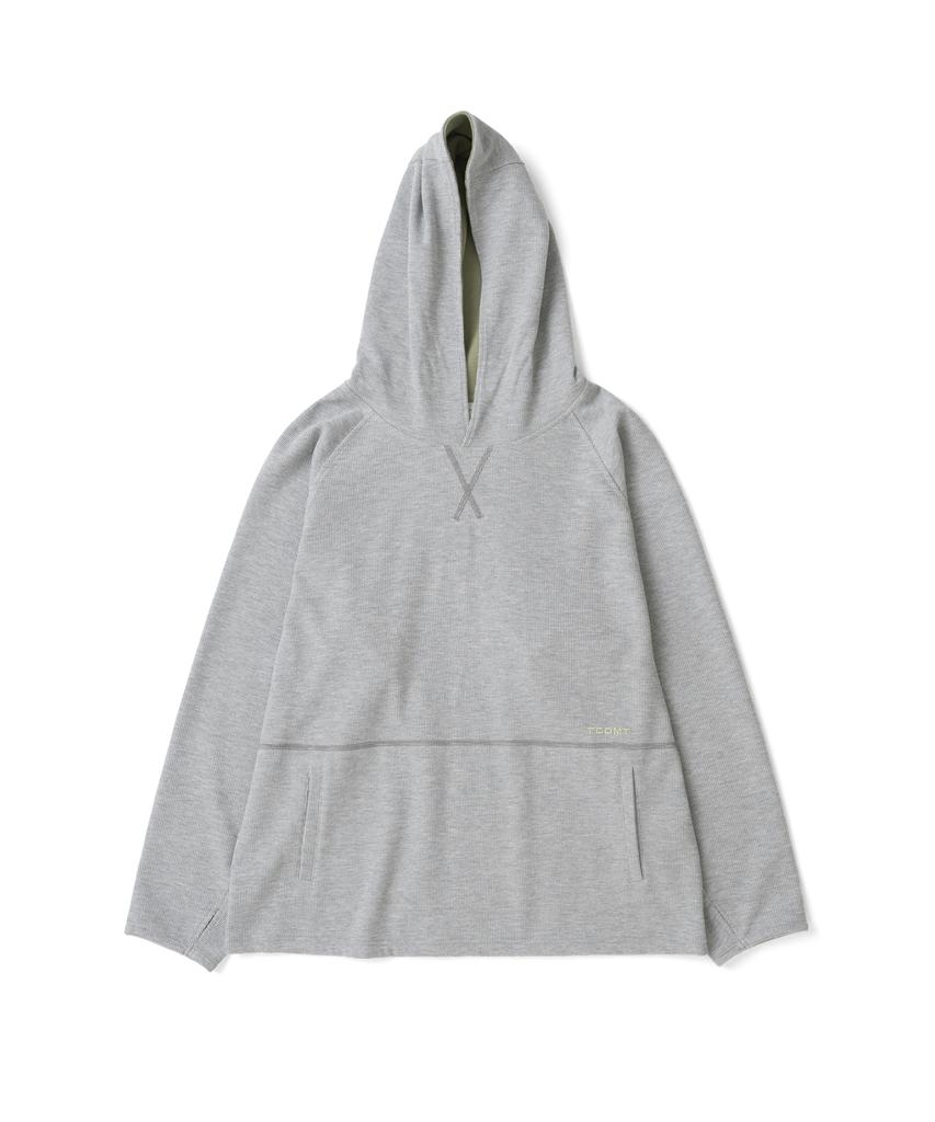 THE COLDEST MOMENT Tcm Stitch Cross Hooded Long Sleeve (Melange Gray)