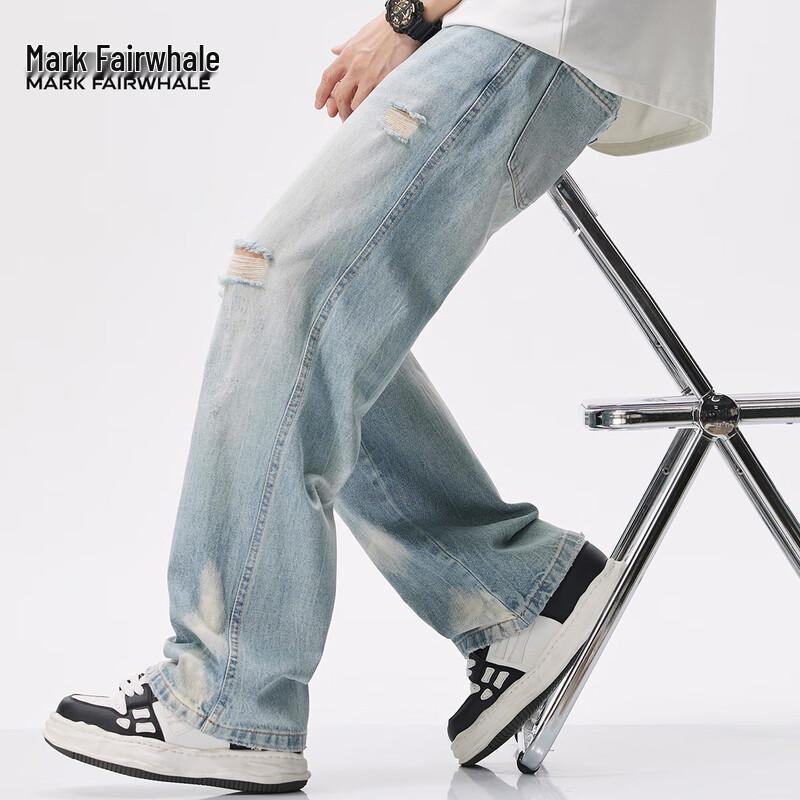 

Мужские летние джинсы прямого кроя с рваностями от Mark Fairwhale 32