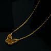 Korean Style Butterfly Clavicle Necklace with Shell & Tiger Eye Stones for Women