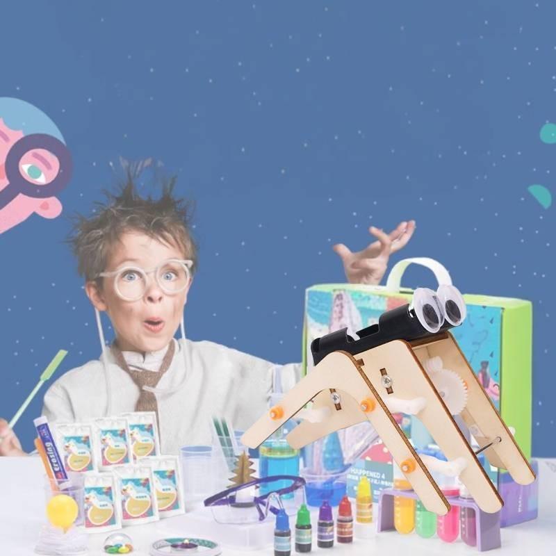 Wooden Diy Spider Bionic Robot Science Experiment Stem Educational Toy For Kids