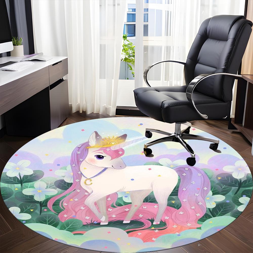 1 Stück Einhorn Fantasy Gartenstuhl Teppich für Büro, Weich, Rutschfest Polyester Matte, Büro, Eingangsbereich, Wohnzimmer, Schlafzimmer, yy251207261