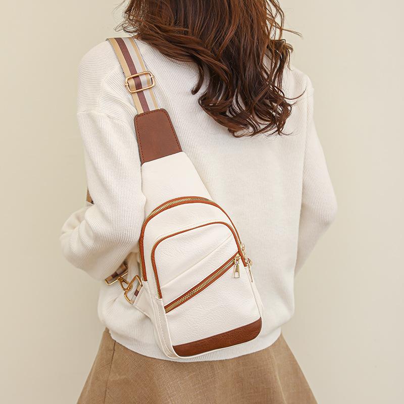 Fashion Trend Women's Chest Bag PU Soft Leather Texture Cross Bag Chest Bag Outdoor Sports Card Compartment Phone Bag