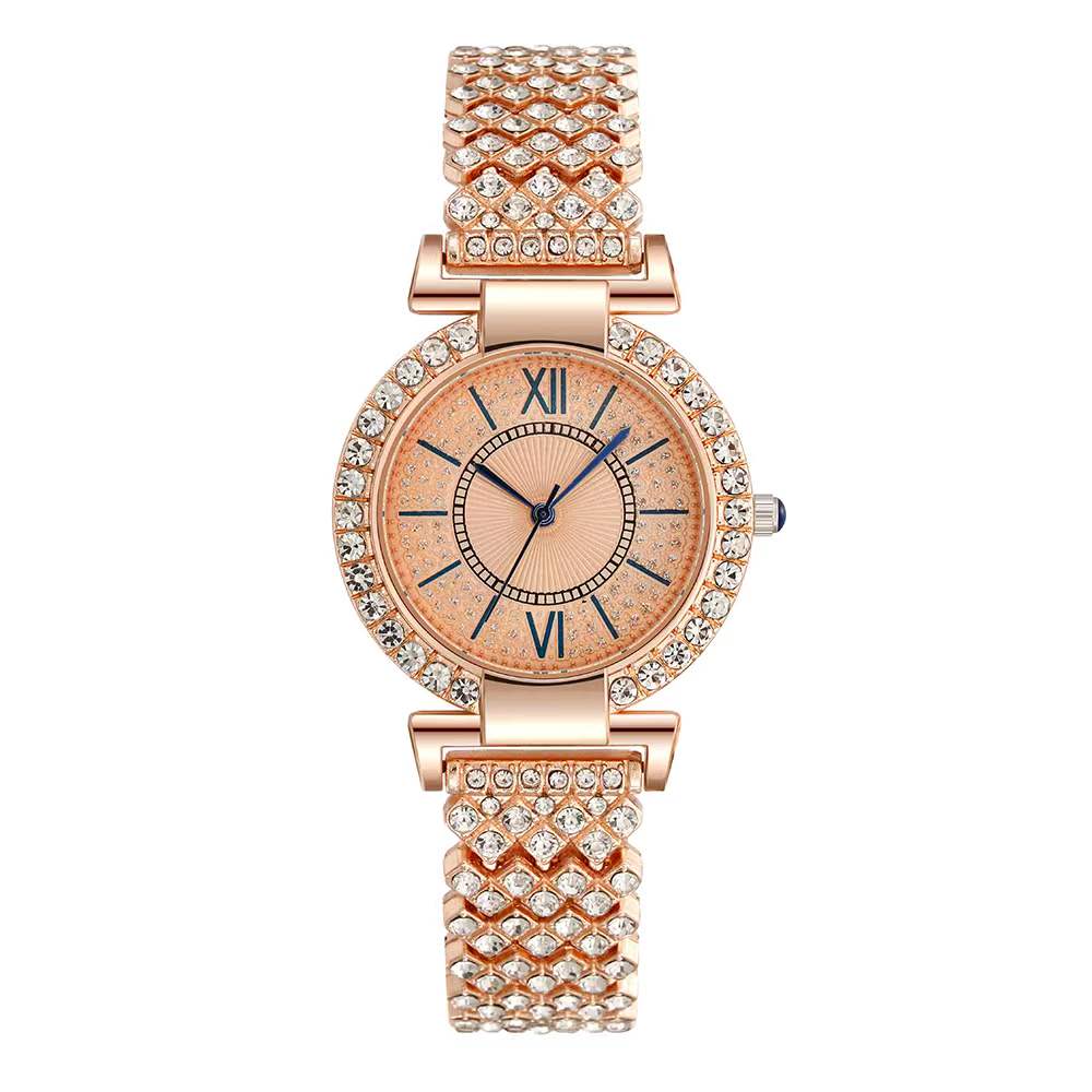 Shsby Women Luxury Crystal Dress Wristwatch Lady Rome Rhinestone Clock Gold Jewelry Watches Casual Quartz Bracelet Watch