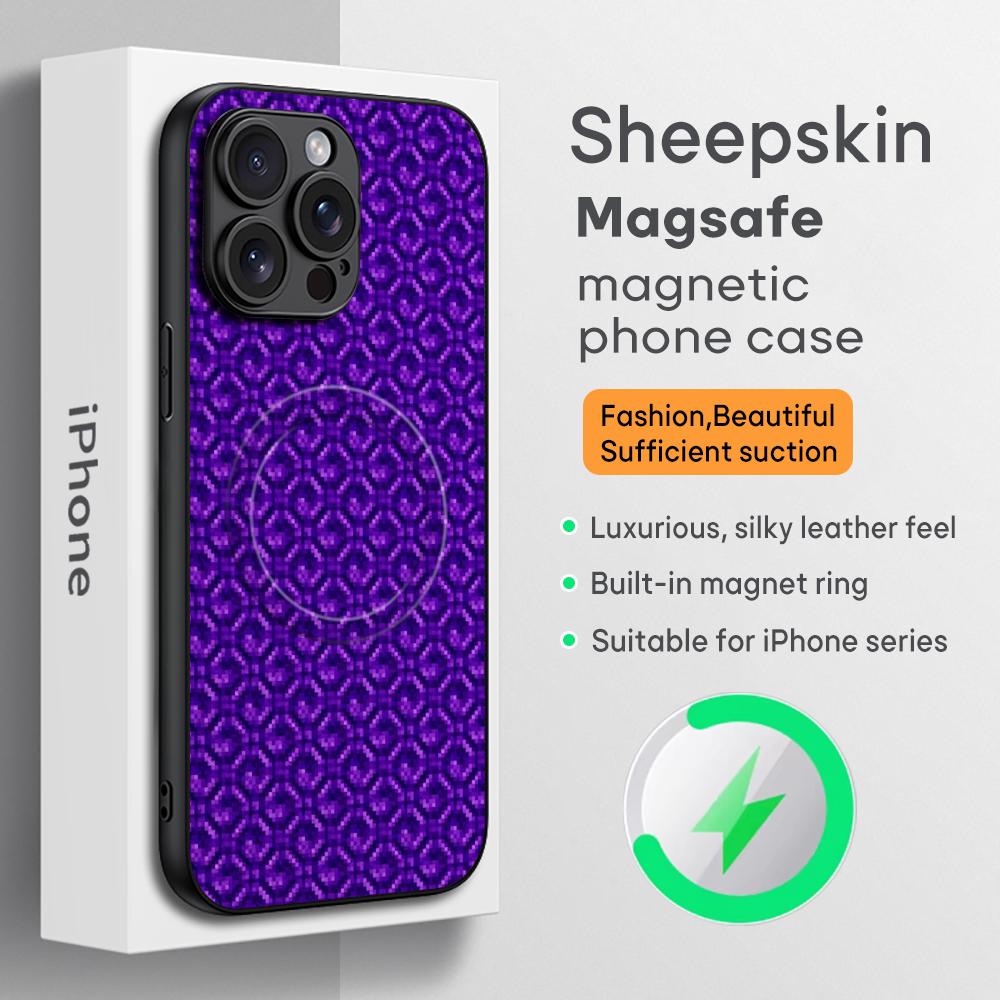Minimalist pixel fashion mc monster Phone Case For iPhone 16 15 14 13 12 11 Plus Pro Max High-end Luxury Magsafe Sheepskin