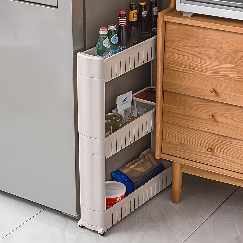Ultra-Slim 3/4 Tier Refrigerator Gap Organizer - Versatile Storage Cart for Bathroom & Living Room, Ideal for Hotels