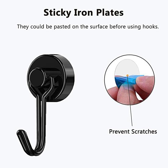 Magnets Hook Rotatable Punch Free Reusable Removable Kitchen 8Kg Pull Refrigerator Magnetic Hanging Hook for Daily Use