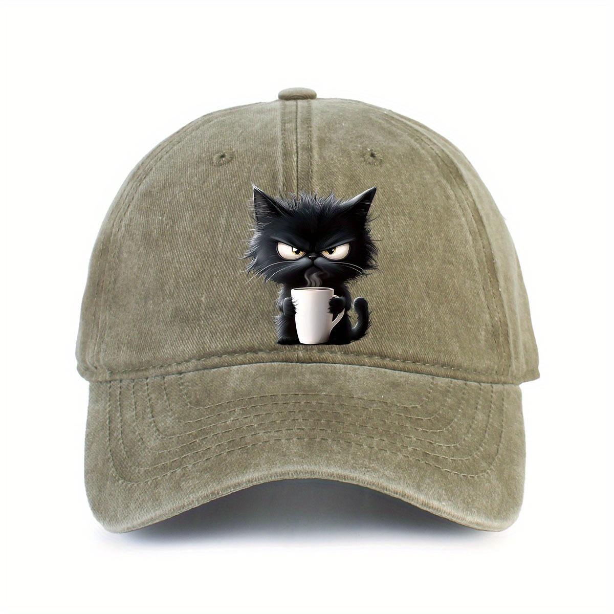 

Coffee Cat Printed Baseball Hat Fashionable Men s and Women s Decoration Outdoor Sunscreen Travel