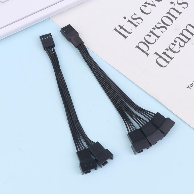 4Pin Pwm Fan Cable 1 To 2/3 Ways Splitter Black Sleeved Extension Cable Connector Pwm Extension Cables