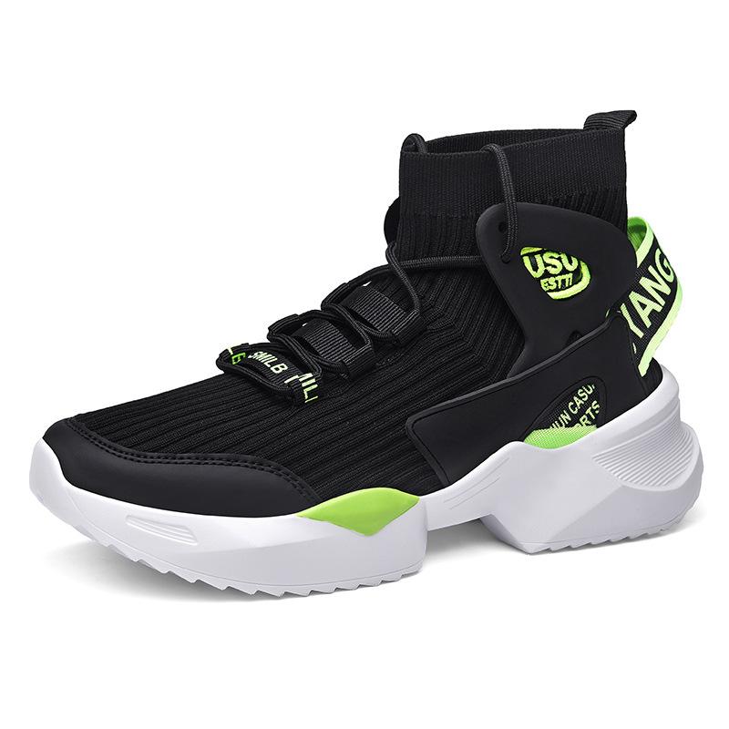 Amazon Casual Sneakers Winter Velvet Dad Men's Shoes Fly-woven Thick-soled Inner Heightening Socks Boots