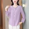 Women Literary Retro Embroidered Cotton Long Sleeve Shirt