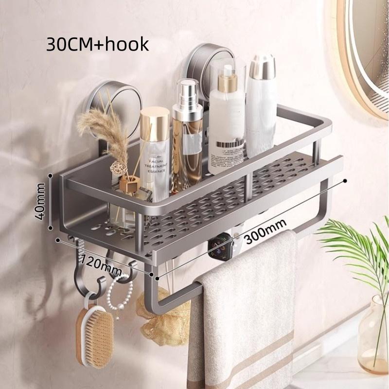 Suction Cup Mount Bathroom Shelf Multifunctional No Drill Hanging Bath Room Basket Household Shampoo Storage Rack Tray