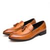 Men's One-Step Slip-On Leather Brogue Shoes - Trendy Korean Style with Pointed Toe for Business, Casual, or Formal Wear