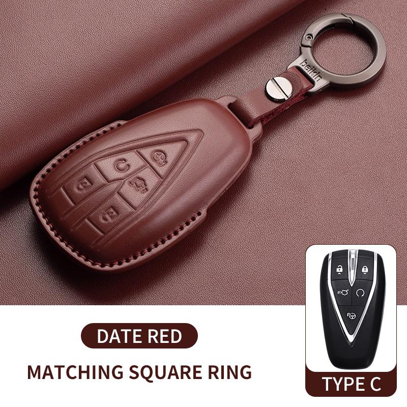 3/4/5 Buttons Genuine Leather Auto Smart Key Fob Cover Case Fit For Changan Unit Unik Cs35Plus Cs55 Plus Cs75 Plus Oshan X7 X5 Protector Bag