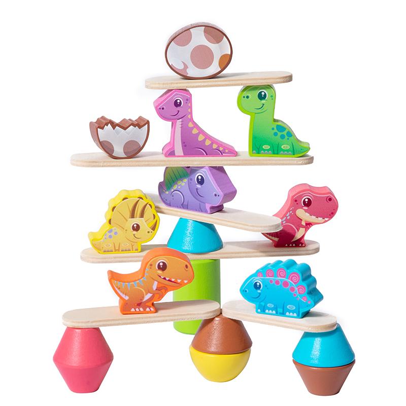 Children s 3D three-dimensional wooden building blocks, dinosaur balance stacking blocks, children s educational toys, holiday g
