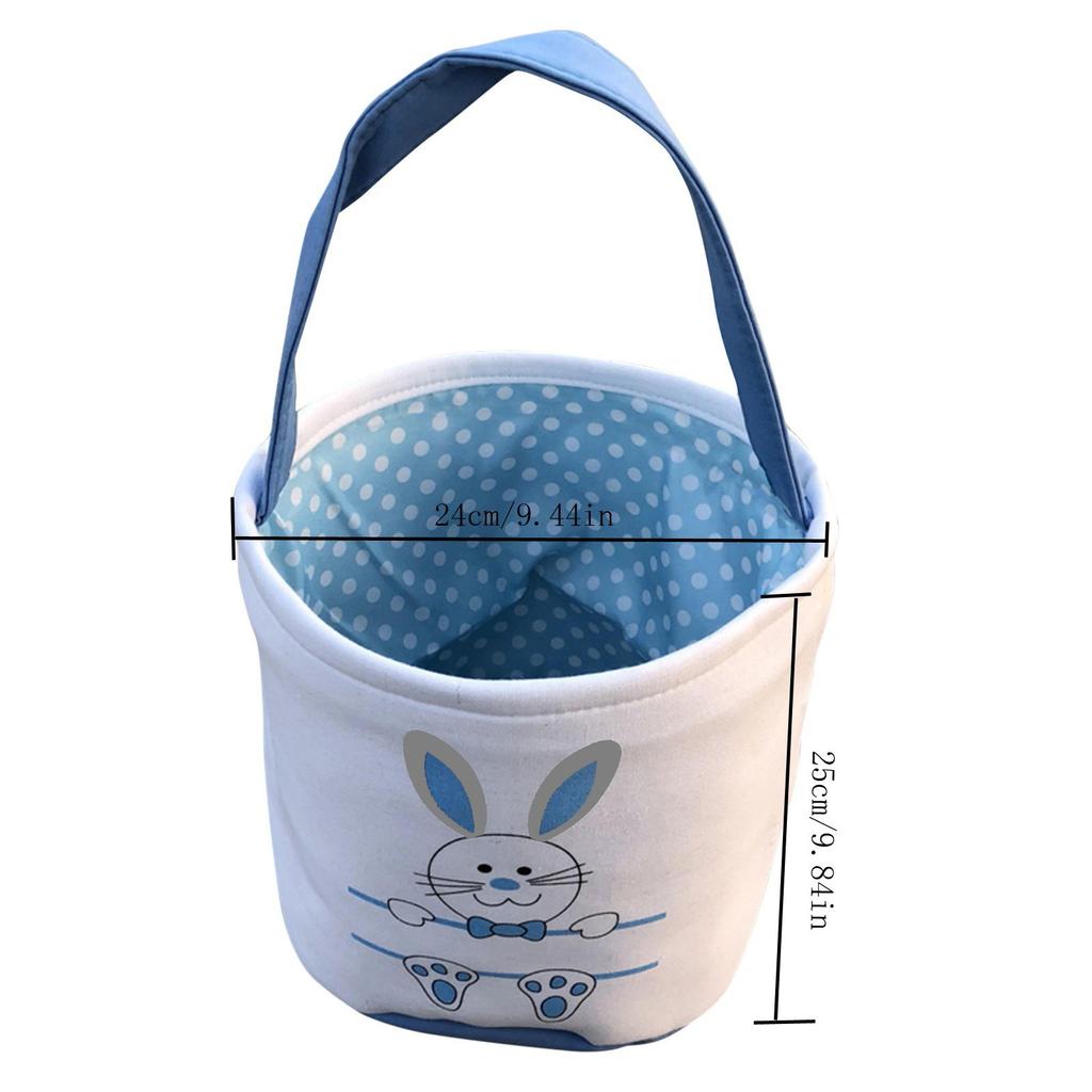 Easter Basket Holiday Rabbit Bunny Printed Canvas Gift Carry Candy Bag