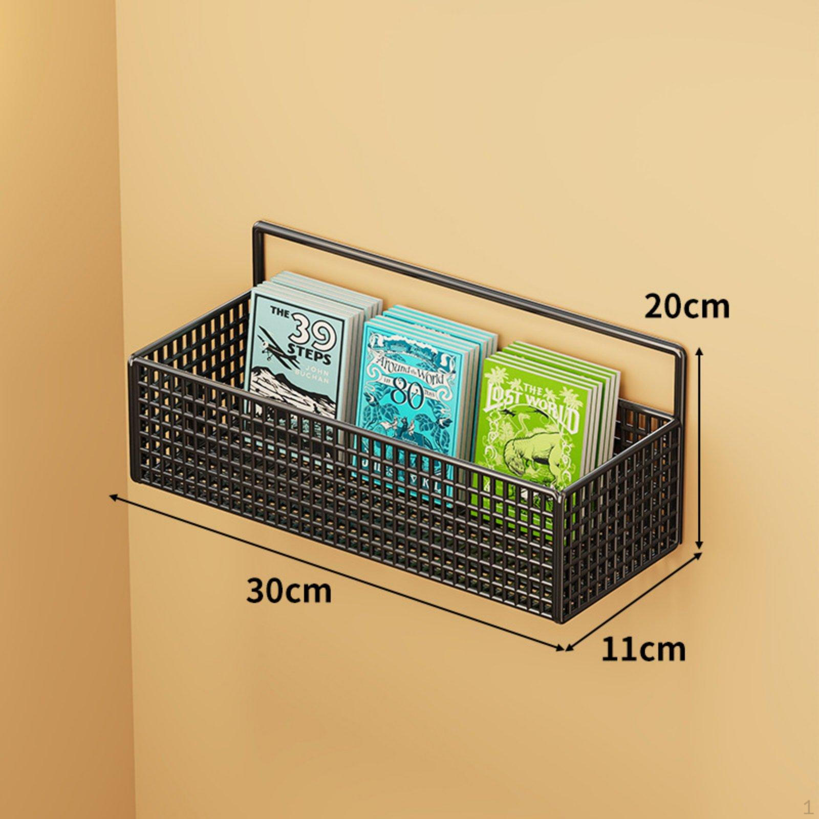 MultiTier Hanging Basket Organizer SpaceSaving Wire Mesh Storage Holder Slim Book Rack for 30CM čierna